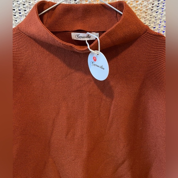 NWT Caracilia Women’s Oversized Cowl/Mock Neck Sweater, Burnt Orange; Size L - Picture 3 of 7